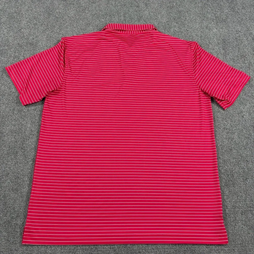Masters Tech Golf Polo Mens Large Red Striped Performance Augusta Logo